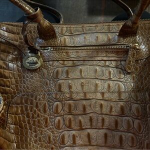 Brahmin Brown Croc-Embossed Shoulder Bag